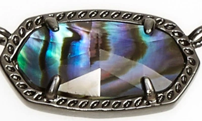 Shop Kendra Scott Elisa Pendant Necklace In Abalone/ Gunmetal