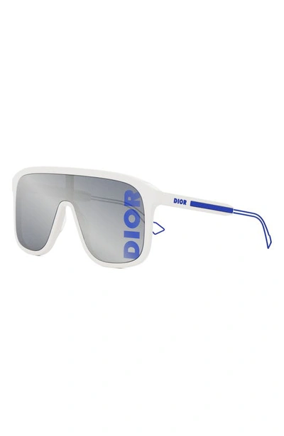 Shop Dior 'fast M1i 53mm Mask Sunglasses In Ivory / Blu Mirror