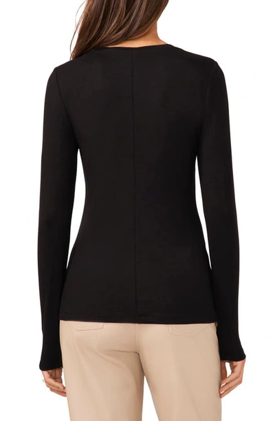 Halogen Crewneck Long Sleeve T-shirt In Rich Black