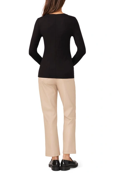 Halogen Crewneck Long Sleeve T-shirt In Rich Black