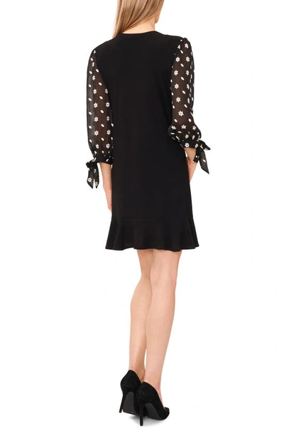 Shop Cece Embroidered Mixed Media Shift Dress In Rich Black