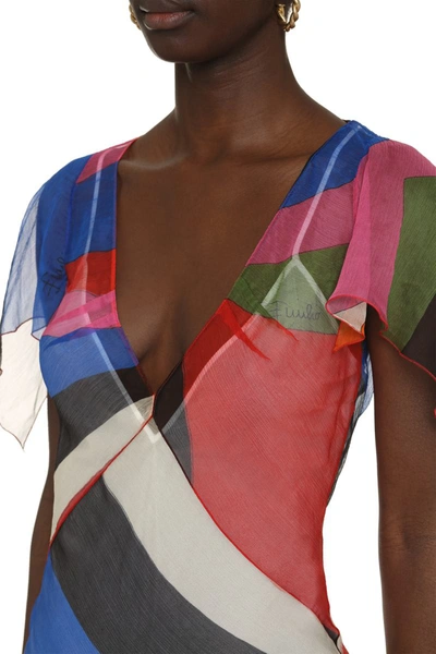 Shop Emilio Pucci Printed Silk Dress In Multicolor