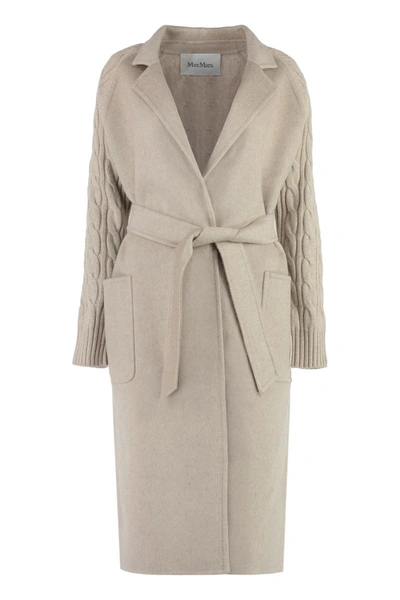 Shop Max Mara Hello Wool And Cashmere Coat In Pale Pink