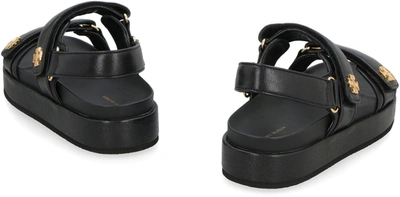 Shop Tory Burch Kira Leather Sandals In Black
