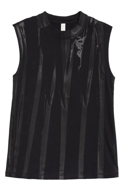 Shop Dion Lee Fang Print Cotton Muscle Tank In Black/ Black