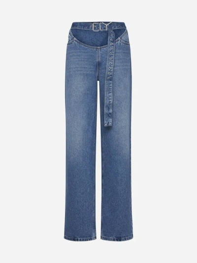 Shop Y/project Y Belt Arc Jeans In Faded Blue