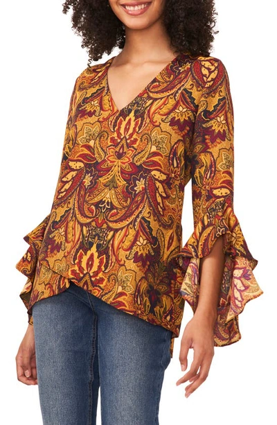 Shop Vince Camuto Ruffle Sleeve Blouse In Pickled Beet