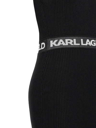 Shop Karl Lagerfeld Logo Knit Dress In White/black
