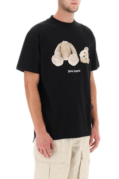 Shop Palm Angels Curved Logo Bear T-shirt In Black