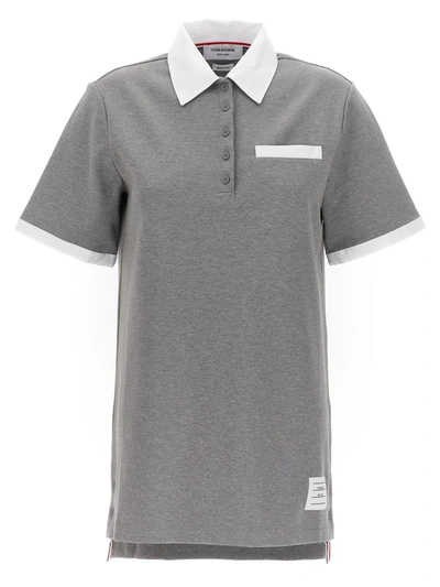 Shop Thom Browne Logo Polo Dress In Gray