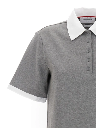 Shop Thom Browne Logo Polo Dress In Gray