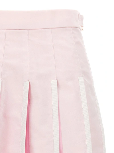 Shop Thom Browne Pleated Oxford Skirt In Pink