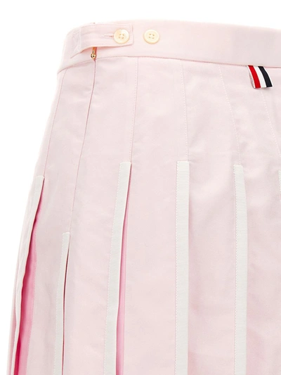 Shop Thom Browne Pleated Oxford Skirt In Pink