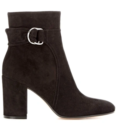 Shop Gianvito Rossi Suede Ankle Boots In Llack