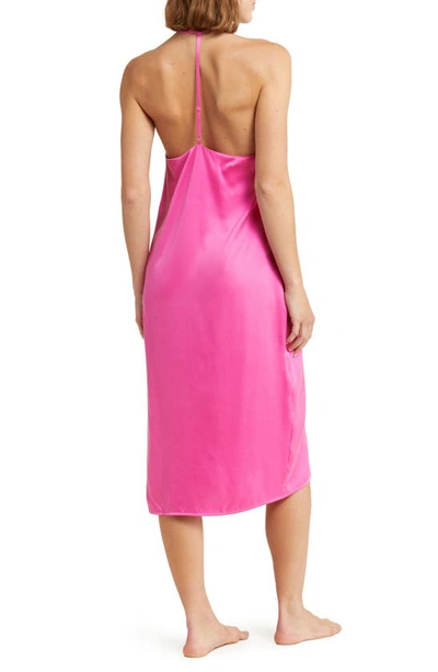Shop Lunya Halter Neck Washable Silk Nightgown In Caffeinated Pink