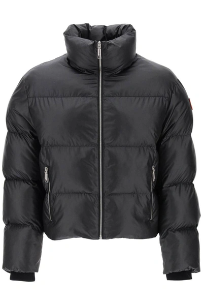 Shop Bally Cropped Puffer Jacket In Ripstop In Black