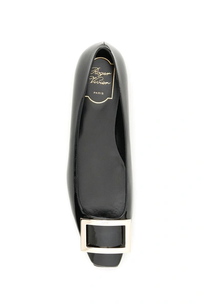 Shop Roger Vivier Patent Leather 'trompette' Ballerina Flats In Black