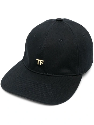 Shop Tom Ford Baseball Cap With Embossed Logo In Black