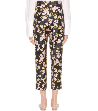 Shop Marni Printed Cotton And Silk Trousers In Llack