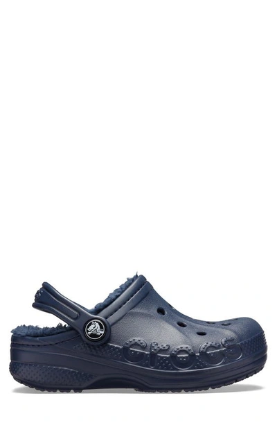 Crocs Baya Faux Shearling Lined Clog In Navy/ Navy