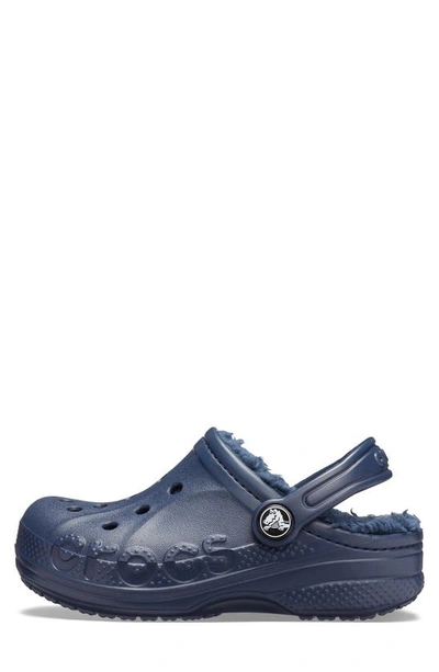 Crocs Baya Faux Shearling Lined Clog In Navy/ Navy