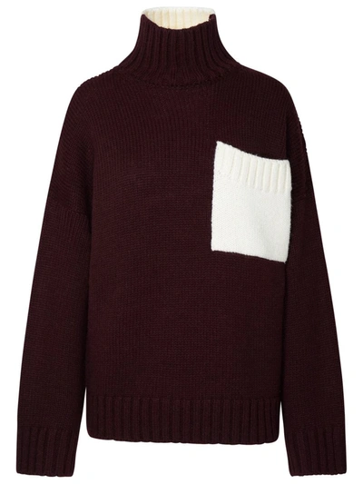 Shop Jw Anderson J.w. Anderson Two-tone Turtleneck Sweater In Alpaca Blend In Bordeaux