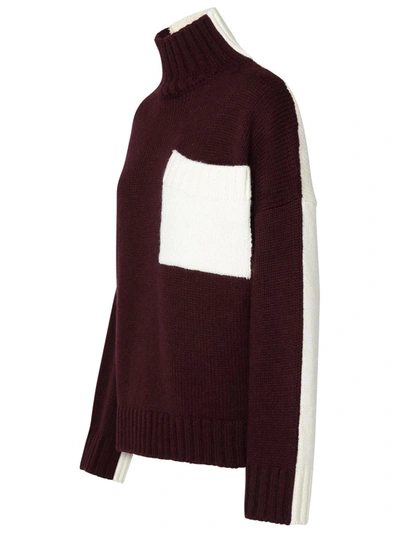 Shop Jw Anderson J.w. Anderson Two-tone Turtleneck Sweater In Alpaca Blend In Bordeaux