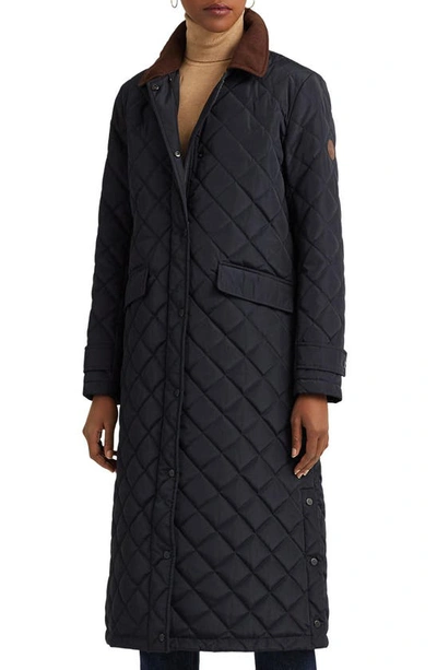 Shop Lauren Ralph Lauren Quilted Coat In Dark Navy