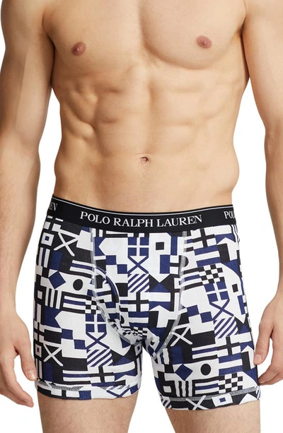 Shop Polo Ralph Lauren Assorted 3-pack Classic Cotton Boxer Briefs In Blue Assorted