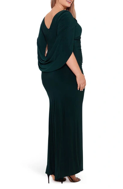Shop Betsy & Adam Drape Back Column Gown In Forest