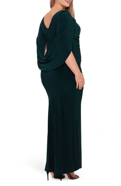 Betsy & Adam Plus Size Ruched Gown In Forest