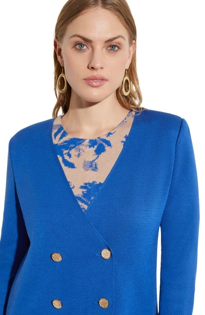Shop Misook Double Breasted Knit Blazer In Lyons Blue