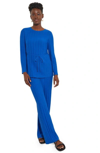 Shop Misook Ribbed Tie Waist Sweater In Lyons Blue