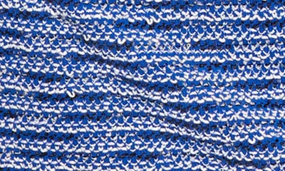Shop Misook Fringe Hem Tweed Knit Dress In Lyons Blue/new Ivory/black