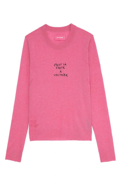 Shop Zadig & Voltaire Miss Cashmere Graphic Crewneck Sweater In Rubber