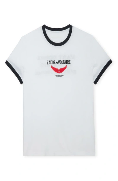 Shop Zadig & Voltaire Zoe Wings Liberté Cotton Logo Graphic T-shirt In Blanc
