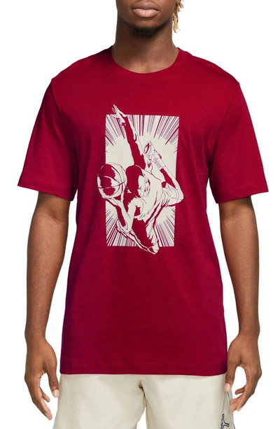 Shop Jordan Gfx Graphic Cotton Tee In Gym Red/ Sail/ Sail