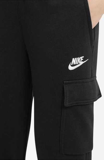 Shop Nike Kids' Sportswear Club Fleece Cargo Joggers In Black/ Black/ White