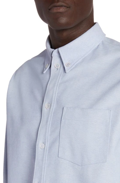 Bottega Veneta Oxford Print Leather Button-down Shirt In 4132 Light Blue
