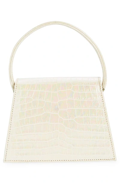Shop Anima Iris The Zaza Croc Embossed Leather Top Handle Bag In Iridescent A Champagne