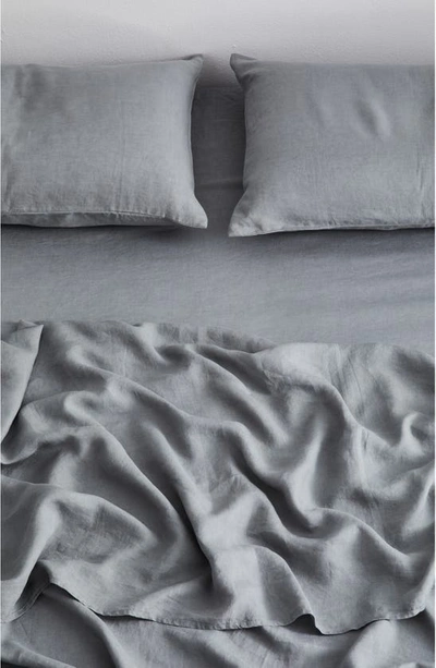 Shop Bed Threads Linen Flat Sheet In Grey Tones