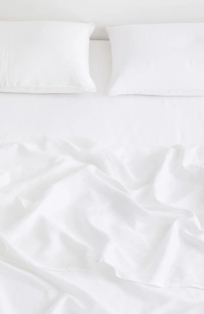 Shop Bed Threads Linen Flat Sheet In White Tones