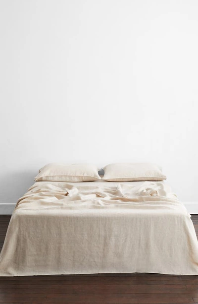 Shop Bed Threads Linen Flat Sheet In Oatmeal