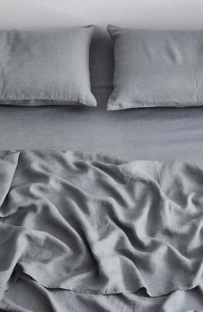 Shop Bed Threads Linen Fitted Sheet In Grey