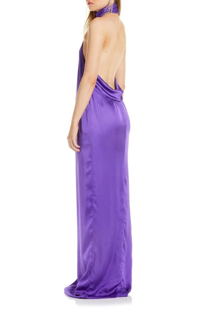 Shop Katie May Sidrit Halter Satin Gown In Grape