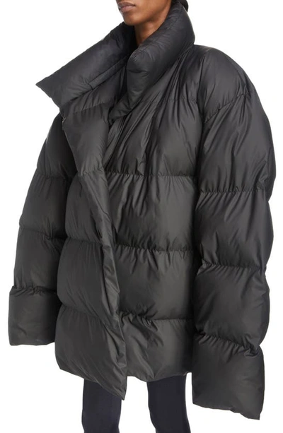 Shop Balenciaga Oversize Wrap Puffer Jacket In Black