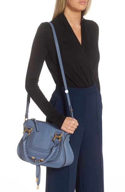 Shop Chloé Small Marcie Leather Satchel In Graphite Navy
