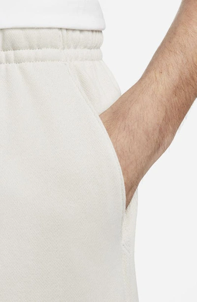 Shop Nike Club Fleece French Terry Shorts In Light Bone/ White/ White