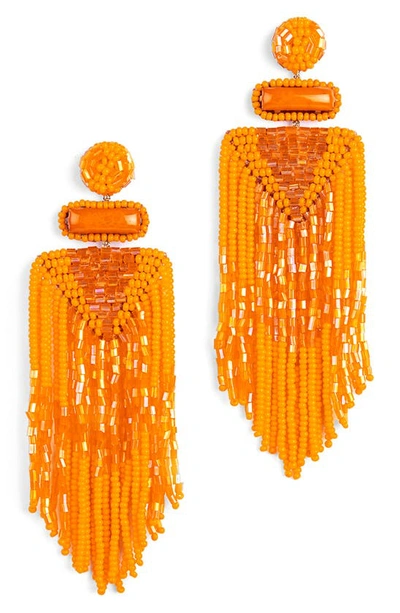 Shop Deepa Gurnani Jody Beaded Tassel Earrings In Marigold