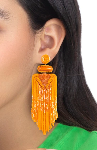 Shop Deepa Gurnani Jody Beaded Tassel Earrings In Marigold